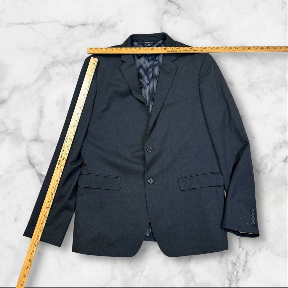 Banana Republic Marzotto Men 44L Slim Charcoal‎ Super 120s Wool Jacket Italian